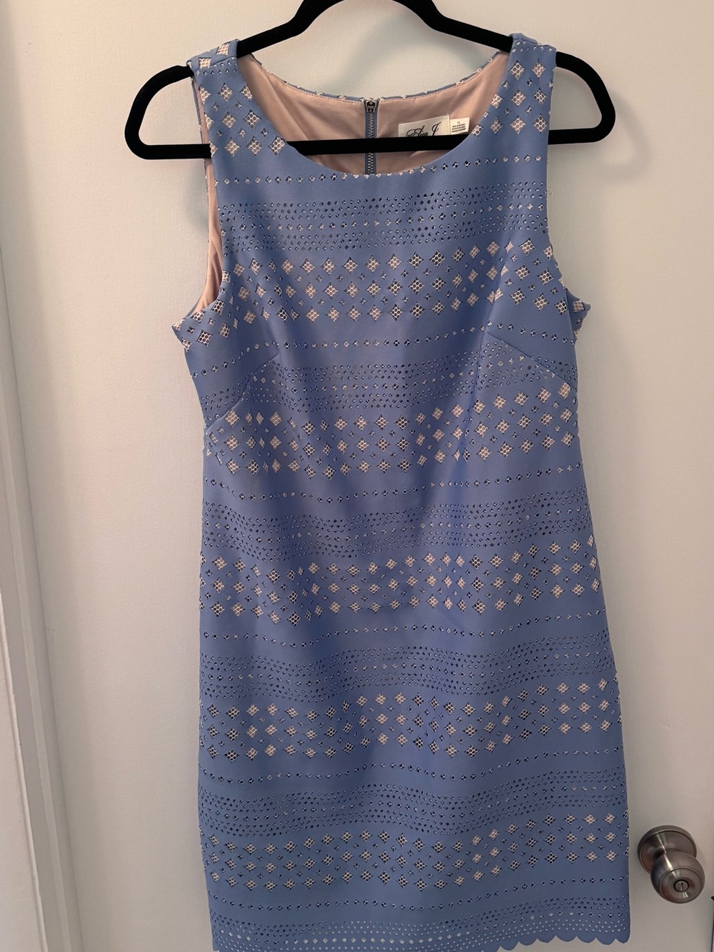 Eliza J Blue Eyelet Sleeveless Shift Dress